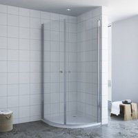 Eckdusche Duschabtrennung 90x90 cm Viertelkreis Runddusche mit Nano Glas doppelt Drehtüren von AQUALAVOS