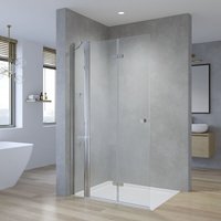 Aqualavos - Faltwand Duschwand für Walk-in Dusche Duschtrennwand mit Festteil Glaswand Duschtür Scharniertür 5mm Glas Einscheibensicherheitsglas Aqua von AQUALAVOS
