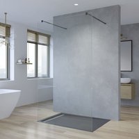 Glaswand Duschwand Walk in Dusche Glas mit Nano Beschichtung Duschtrennwand Begehbare Duschkabine Einscheibensicherheitsglas mit Stabilisator schwarz von AQUALAVOS