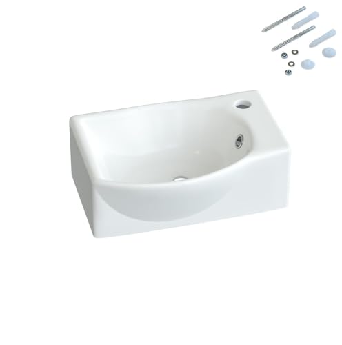 Keramik Waschbecken Bad oval eckig hängend klein 40,5x28x12 cm mit Überlauf und Hahnloch ohne Unterschrank weiß Wandmontage Eckwaschbecken Handwaschbecken ultradünner Rand viele Montagemöglichkeiten Keramik Waschbecken Bad oval eckig hängend klein 40,5x28x12 cm mit Überlauf und Hahnloch ohne Unterschrank weiß Wandmontage Eckwaschbecken Handwaschbecken ultradünner Rand viele Montagemöglichkeiten von AQUALAVOS