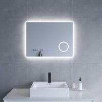 LED Badspiegel Lichtspiegel 80x60cm Badezimmerspiegel Touch Wandspiegel Kosmetikspiegel mit einer 3-fachen Vergrößerung Kaltweißer 6400K & Warmweiß LED Badspiegel Lichtspiegel 80x60cm Badezimmerspiegel Touch Wandspiegel Kosmetikspiegel mit einer 3-fachen Vergrößerung Kaltweißer 6400K & Warmweiß von AQUALAVOS