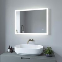 Led Badspiegel mit Beleuchtung Kosmetikspiegel Wandspiegel Touch Beleuchtet Badezimmerspiegel Kaltweiß 6400K Dimmbar Memory-Funktion Antifog 80x60 cm von AQUALAVOS