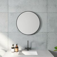 Aqualavos - Rund Badspiegel 60cm Schminkspiegel Dekorative Wandspiegel für Badezimmer Schwarz Spiegelrahmen Hängespiegel von AQUALAVOS