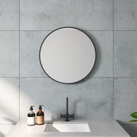 Rund Badspiegel 60cm Schminkspiegel Dekorative Wandspiegel für Badezimmer Schwarz Spiegelrahmen Hängespiegel von AQUALAVOS