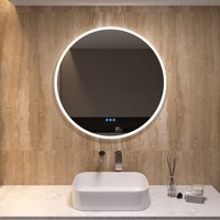 Aqualavos - rund Badspiegel φ 80 cm mit Beleuchtung led Wandspiegel Touch Dimmbar, 3 Lichtfarben einstellbar, Beschlagfrei, Memory-Funktion, von AQUALAVOS