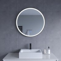 Rund Spiegel mit LED Beleuchtung Ø80 cm Bad Wandspiegel Schwarz Rahmen, Touchschalter, Beschlagfrei, 3 Lichtfarben, Dimmbar, Memory Funktion Rund Spiegel mit LED Beleuchtung Ø80 cm Bad Wandspiegel Schwarz Rahmen, Touchschalter, Beschlagfrei, 3 Lichtfarben, Dimmbar, Memory Funktion von AQUALAVOS
