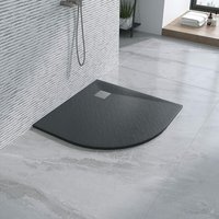 Aqualavos - Rundduschwanne Viertelkreis Duschwanne ‎Schwarz 90x90 cm Flach Rutschfeste smc Duschtasse, Sheet-Molding-Compound(SMC), Radius 55 cm, von AQUALAVOS