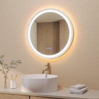 Runder Φ60 cm LED Spiegel mit Alu-Rahmen Doppelbeleuchtung Touch Steuerung Antibeschlag Speicherfunktion Schutzklasse IP44 und modernes Schrägdesign Runder Φ60 cm LED Spiegel mit Alu-Rahmen Doppelbeleuchtung Touch Steuerung Antibeschlag Speicherfunktion Schutzklasse IP44 und modernes Schrägdesign von AQUALAVOS