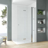 Aqualavos - Walk In Dusche Falttür Duschwand Drehfalttür mit Festteil und Acryl-Eckregale Duschtrennwand Glaswand Duschtür 5mm esg Klares von AQUALAVOS