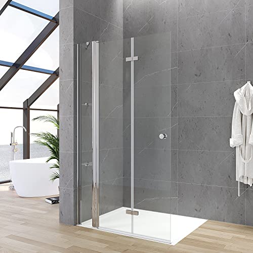 Walk-in Duschabtrennung Dusche Duschwand Faltbar Walk in Duschglas Duschglaswand 90x187 cm Faltbar Klarglas Hebe- und Senk Mechanismus mit Duschablage Festteil Walk-in Duschabtrennung Dusche Duschwand Faltbar Walk in Duschglas Duschglaswand 90x187 cm Faltbar Klarglas Hebe- und Senk Mechanismus mit Duschablage Festteil von AQUALAVOS