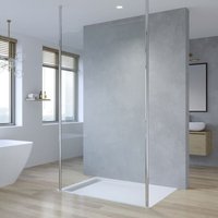 Walk in Duschwand Duschkabine Duschabtrennung mit Deckenstütze 8mm Einscheibensicherheitsglas mit Nano Beschichtung Freistehend Dusche 92x200 cm Walk in Duschwand Duschkabine Duschabtrennung mit Deckenstütze 8mm Einscheibensicherheitsglas mit Nano Beschichtung Freistehend Dusche 92x200 cm von AQUALAVOS