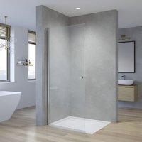 Walk in Duschwand Glas mit Duschtür Drehtür Pendeltür Duschabtrennung 95x187 cm Duschtrennwand Begehbare Dusche Einscheiben-Sicherheitsglas (esg) 5 mm von AQUALAVOS