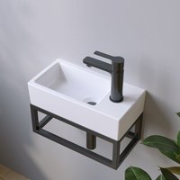 Aqualavos - Waschbecken Keramik Weiß Aufsatzwaschbecken für das Badezimmer und Gäste-WC Handwaschbecken 11 - Eckig - 40,5 x 20 x 10,5 cm Aqualavos - Waschbecken Keramik Weiß Aufsatzwaschbecken für das Badezimmer und Gäste-WC Handwaschbecken 11 - Eckig - 40,5 x 20 x 10,5 cm von AQUALAVOS