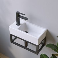 Aqualavos - Waschbecken Keramik Weiß Aufsatzwaschbecken für das Badezimmer und Gäste-WC Handwaschbecken 12 - Eckig - 40,5 x 20 x 10,5 cm Aqualavos - Waschbecken Keramik Weiß Aufsatzwaschbecken für das Badezimmer und Gäste-WC Handwaschbecken 12 - Eckig - 40,5 x 20 x 10,5 cm von AQUALAVOS