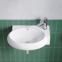 Waschbecken Keramik Weiß Aufsatzwaschbecken für das Badezimmer und Gäste-WC Handwaschbecken 18 - Eckig-oval - 44 x 29 x 13,5 cm Waschbecken Keramik Weiß Aufsatzwaschbecken für das Badezimmer und Gäste-WC Handwaschbecken 18 - Eckig-oval - 44 x 29 x 13,5 cm von AQUALAVOS