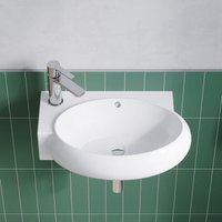 Waschbecken Keramik Weiß Aufsatzwaschbecken für das Badezimmer und Gäste-WC Handwaschbecken 19 - Eckig-oval - 44 x 29 x 13,5 cm Waschbecken Keramik Weiß Aufsatzwaschbecken für das Badezimmer und Gäste-WC Handwaschbecken 19 - Eckig-oval - 44 x 29 x 13,5 cm von AQUALAVOS