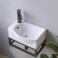 Aqualavos - Waschbecken Keramik Weiß Aufsatzwaschbecken für das Badezimmer und Gäste-WC Handwaschbecken 2 - Eckig-oval - 40,5 x 28 x 12 cm Aqualavos - Waschbecken Keramik Weiß Aufsatzwaschbecken für das Badezimmer und Gäste-WC Handwaschbecken 2 - Eckig-oval - 40,5 x 28 x 12 cm von AQUALAVOS