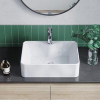 Aqualavos - Waschbecken Keramik Weiß Aufsatzwaschbecken für das Badezimmer und Gäste-WC Handwaschbecken 23 - Eckig - 48,5 x 37,5 x 14 cm Aqualavos - Waschbecken Keramik Weiß Aufsatzwaschbecken für das Badezimmer und Gäste-WC Handwaschbecken 23 - Eckig - 48,5 x 37,5 x 14 cm von AQUALAVOS