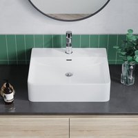 Aqualavos - Waschbecken Keramik Weiß Aufsatzwaschbecken für das Badezimmer und Gäste-WC Handwaschbecken 28 - Eckig - 50 x 42 x 13,5 cm Aqualavos - Waschbecken Keramik Weiß Aufsatzwaschbecken für das Badezimmer und Gäste-WC Handwaschbecken 28 - Eckig - 50 x 42 x 13,5 cm von AQUALAVOS