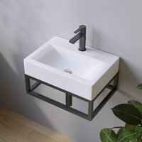 Aqualavos - Waschbecken Keramik Weiß Aufsatzwaschbecken für das Badezimmer und Gäste-WC Handwaschbecken 6 - Eckig - 45,5 x 33 x 10 cm Aqualavos - Waschbecken Keramik Weiß Aufsatzwaschbecken für das Badezimmer und Gäste-WC Handwaschbecken 6 - Eckig - 45,5 x 33 x 10 cm von AQUALAVOS