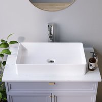 Aqualavos - Waschbecken Keramik Weiß Aufsatzwaschbecken für das Badezimmer und Gäste-WC Handwaschbecken 8 - Eckig - 60,5 x 34,5 x 11,5 cm Aqualavos - Waschbecken Keramik Weiß Aufsatzwaschbecken für das Badezimmer und Gäste-WC Handwaschbecken 8 - Eckig - 60,5 x 34,5 x 11,5 cm von AQUALAVOS