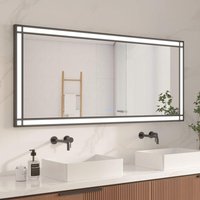 großer LED Badspiegel mit Beleuchtung 3 Lichtfarben Dimmbare LED Touch Steuerung dekorativem Fensterrahmen-Design Industrial Style Wandschalter großer LED Badspiegel mit Beleuchtung 3 Lichtfarben Dimmbare LED Touch Steuerung dekorativem Fensterrahmen-Design Industrial Style Wandschalter von AQUALAVOS