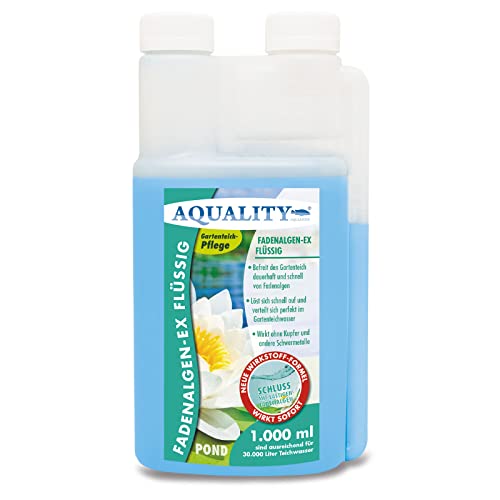 AQUALITY Gartenteich Fadenalgen-EX Flüssig (Flüssiger Fadenalgenvernichter, Algenmittel, Algenentferner. Löst Sich schnell im Teich auf), Inhalt:1 Liter von AQUALITY Aquaristik & Gartenteich