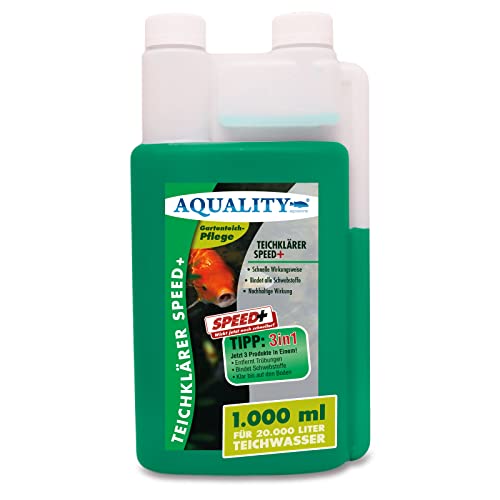 AQUALITY TeichKlärer Speed+ 3in1 (Entfernt Trübungen, bindet Schwebstoffe im Gartenteich - Nachhaltige Wirkung, kristallklares Teichwasser - Teichklar), Inhalt:1 Liter von AQUALITY Aquaristik & Gartenteich