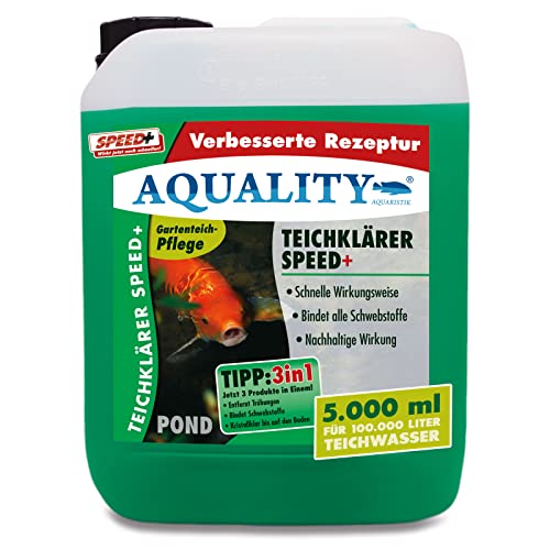 AQUALITY TeichKlärer Speed+ 3in1 (Entfernt Trübungen, bindet Schwebstoffe im Gartenteich - Nachhaltige Wirkung, kristallklares Teichwasser - Teichklar), Inhalt:5 Liter von AQUALITY Aquaristik & Gartenteich