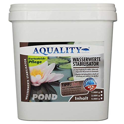 AQUALITY Gartenteich Wasserwerte Stabilisator 3in1 (Artgerechte Wasserwerte im Gartenteich - Reguliert langfristig die Karbonathärte, stabilisiert den pH-Wert), Inhalt:5 kg von AQUALITY Aquaristik & Gartenteich