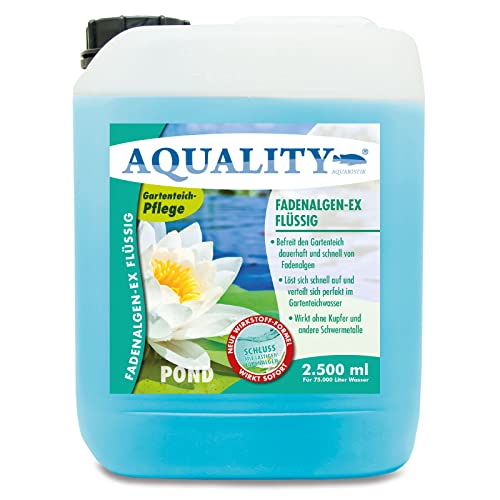 AQUALITY Gartenteich Fadenalgen-EX Flüssig (Flüssiger Fadenalgenvernichter, Algenmittel, Algenentferner. Löst Sich schnell im Teich auf), Inhalt:2.5 Liter von AQUALITY Aquaristik & Gartenteich