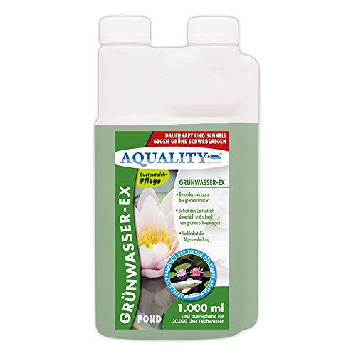 AQUALITY Gartenteich Grünwasser-EX (Besonders wirksam bei grünem Wasser, dauerhaft und schnell, grüne Schwebealgen, verhindert die Algenneubildung), Inhalt:1 Liter von AQUALITY Aquaristik & Gartenteich