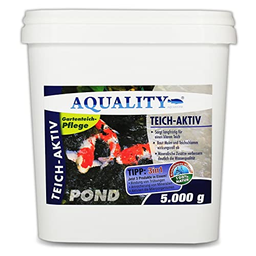 AQUALITY Gartenteich Teich-Aktiv 3in1 (Langfristig klarer Gartenteich - baut Mulm und Teichschlamm ab - verbessert deutlich die Wasserqualität), Inhalt:5 kg von AQUALITY Aquaristik & Gartenteich