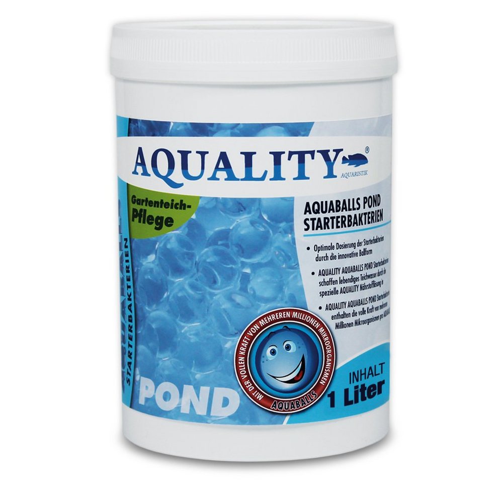 AQUALITY Teichfilter Gartenteich AQUABALLS Starterbakterien (Spar Set, 1 St., 1 Liter sind ausreichend für 20.000 Gartenteichwasser), natürliche Mikroorganismen von AQUALITY