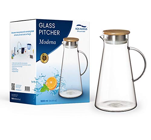 Aqualogis Glas Krug 1,8L Glaskaraffe Wasserkrug aus Borosilikatglas Wasserkaraffe Getränkekaraffe von AQUALOGIS ultra pure water