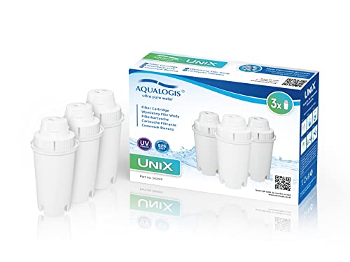 Aqualogis UniX Wasserfilterpatrone Kompatibel Mit Brita Classic, Laica Classic, PearlCo Classic, Dafi Classic, Kenwood Universal/Hydrology, Mavea 107007 (3) von AQUALOGIS ultra pure water