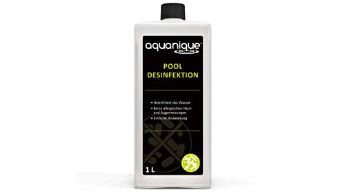 Aquanique Pooldesinfektion 1 L, flüssig - Poolreinigung zur wirksamen Entfernung von Bakterien und Keimen/zuverlässiges Wasserpflegemittel zur Desinfektion von Schwimmbad Planschbecken und Pool von AQUANIQUE