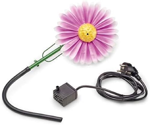 AQUANIQUE Speier Set Gänseblümchen pink SSDW 200i (200 l/h) | Wasserspiel | Wasserspeier aus Metall mit Pumpe | 1,5m Kabel | Gartendekoration von AQUANIQUE