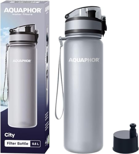 AQUAPHOR City Filterflasche 500ml Grau I Flasche mit Wasserfilter für unterwegs I Filter mit Aktivkohle I Filtert Chlor I Aus Tritan & BPA-frei I Für besseren Geschmack & Geruch des Wassers AQUAPHOR City Filterflasche 500ml Grau I Flasche mit Wasserfilter für unterwegs I Filter mit Aktivkohle I Filtert Chlor I Aus Tritan & BPA-frei I Für besseren Geschmack & Geruch des Wassers von AQUAPHOR