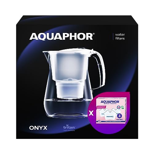 AQUAPHOR ONYX TISCHWASSERFILTER + SATZ VON 3 MAXFOR B100-25 MG+ MAGNESIUM WASSERFILTER KARTUSCHEN von AQUAPHOR