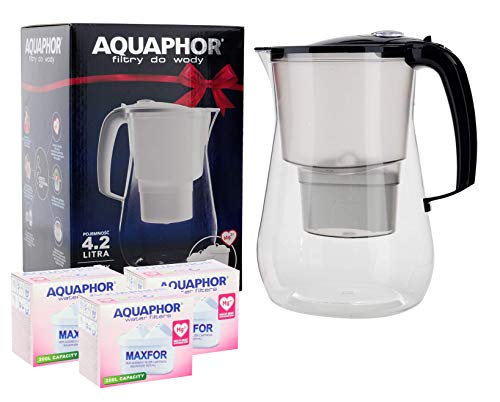 AQUAPHOR ONYX TISCHWASSERFILTER + SATZ VON 3 MAXFOR B100-25 MG+ MAGNESIUM WASSERFILTER KARTUSCHEN von AQUAPHOR