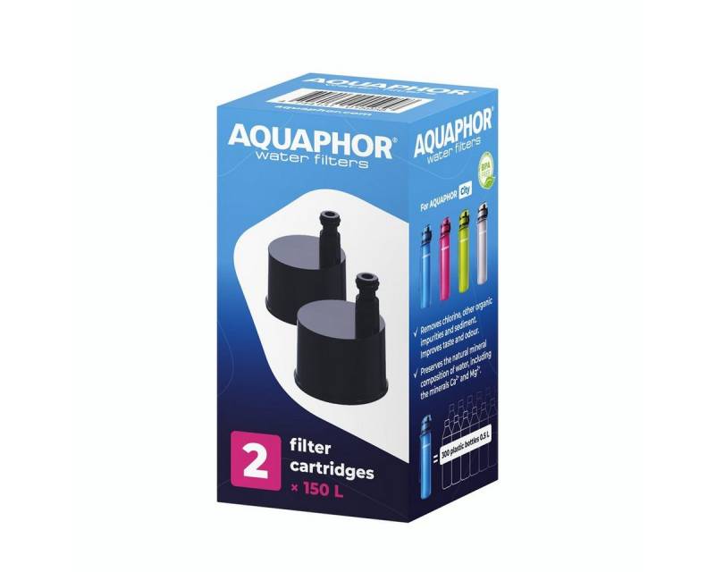 AQUAPHOR Trinkflasche City Filterkartusche 2er Pack, I Für alle Aquaphor CITY Wasserfilter-Flaschen I Filtert beim Trinken von AQUAPHOR