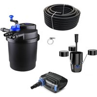 Aquaristikwelt24 - Druckteichfilter Set cpf 2500 mit 10W Eco Pumpe 10m Schlauch externer Skimmer Nr.18 von AQUARISTIKWELT24