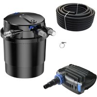 Druckteichfilter Set cpu 20000 mit 50W Eco Pumpe 10m Schlauch Nr.41 von AQUARISTIKWELT24