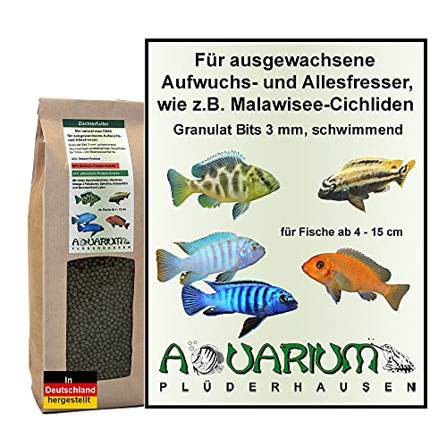 AQUARIUM-PLÜDERHAUSEN Zierfischfutter, Aufwuchs-/Allesfresser, Malawisee-Buntbarsch, Gran 3 mm, 400g/1000ml von AQUARIUM-PLÜDERHAUSEN