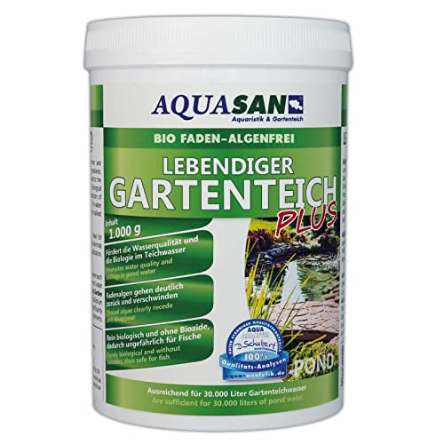 AQUASAN Bio Lebendiger Gartenteich Plus (Fördert die Wasserqualität, entfernt Fadenalgen, Schadstoffe, Schwimmteiche, Algenmittel), Inhalt:1 kg von AQUASAN Aquaristik & Gartenteich
