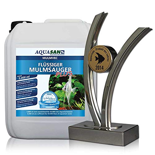 AQUASAN Aquarium Mulmvec Flüssiger Mulmsauger (Keine Mulmglocke + mechanisches Absaugen von Mulm, Schlamm im Aquarium mehr nötig, reduziert Aquariumgeruch), Inhalt:5 Liter von AQUASAN Aquaristik & Gartenteich