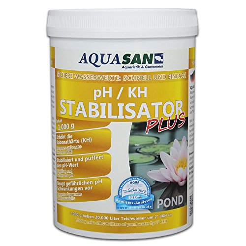 AQUASAN Gartenteich pH/KH Stabilisator Plus (Stabilisiert den KH-Wert und pH-Wert - Sorgt dabei für lebenswichtige und stabile Wasserwerte im Gartenteich), Inhalt:1 kg von AQUASAN Aquaristik & Gartenteich