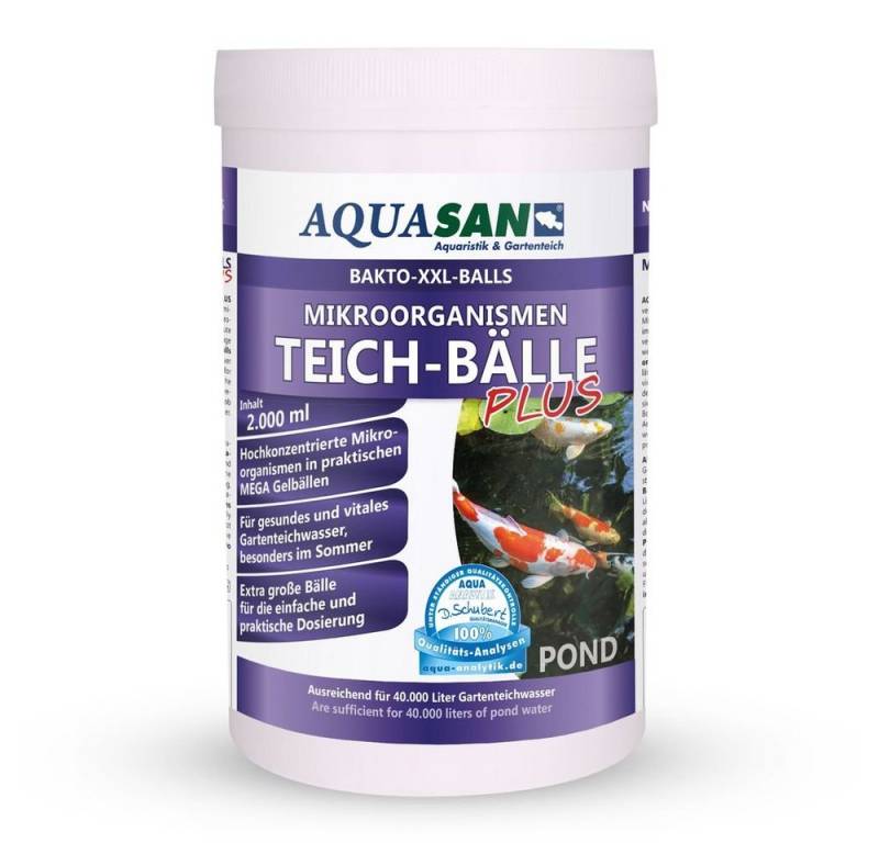 AQUASAN Teichfilter AQUASAN Gartenteich Mikroorganismen XXL Bakto-Balls PLUS (lebensnotwendigen Mikroorganismen, 1 St., Spar Set), 2 Liter sind ausreichend für bis zu 40.000 Liter von AQUASAN