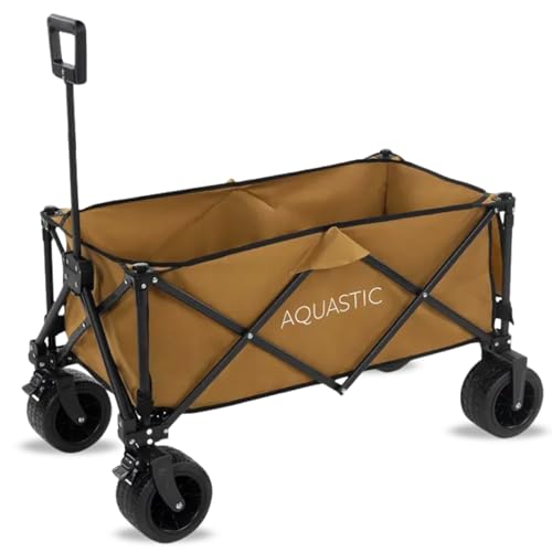 AQUASTIC Bollerwagen Caro in Braun Langlebige Räder aus 100% PVC Ideal für Garten und Strand mit Verstellbarer Rückenlehne und ergonomischem Design Fassungsvermögen von 127 L von AQUASTIC